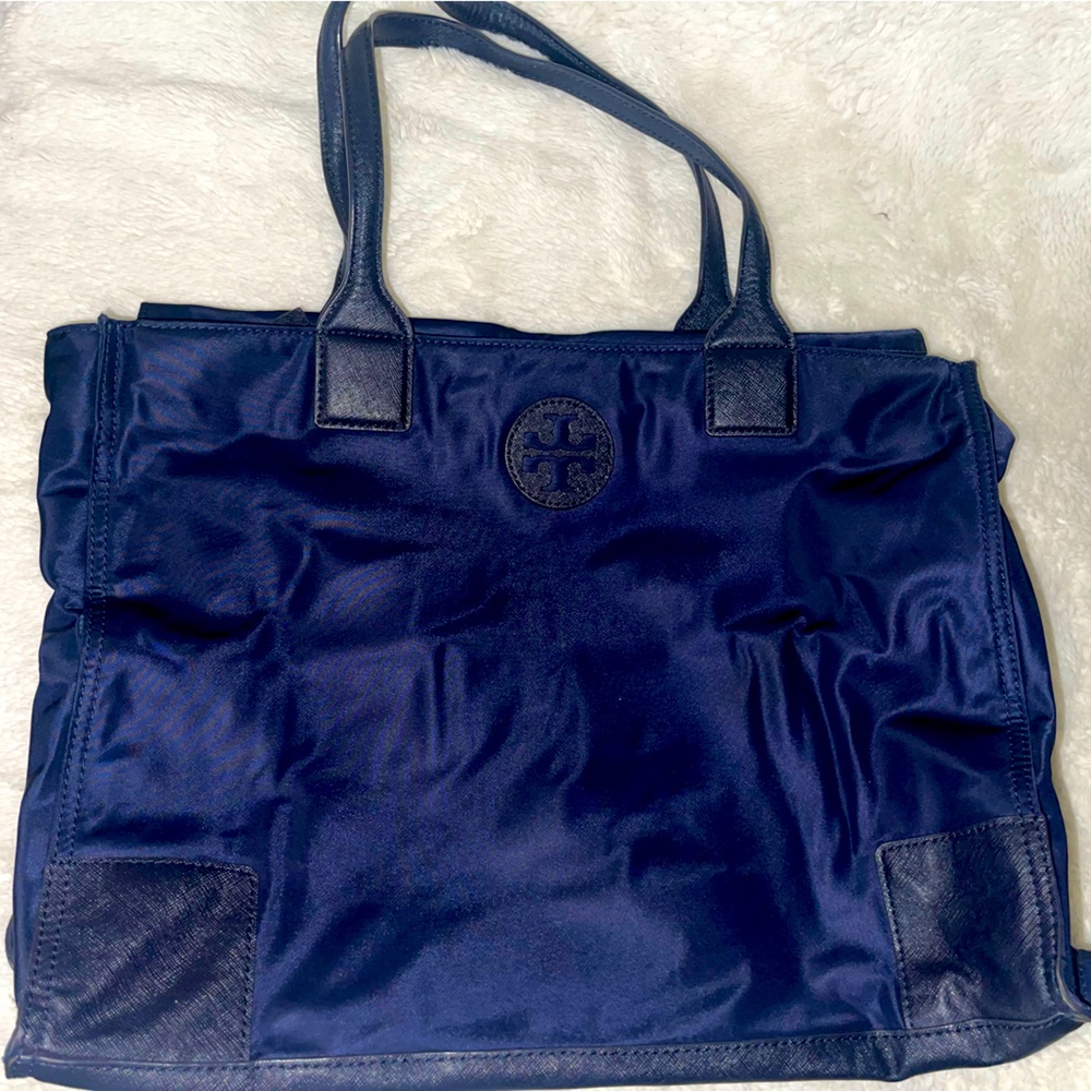 Tory Burch Nylon Ella tote bag navy blue. Used in great condition.